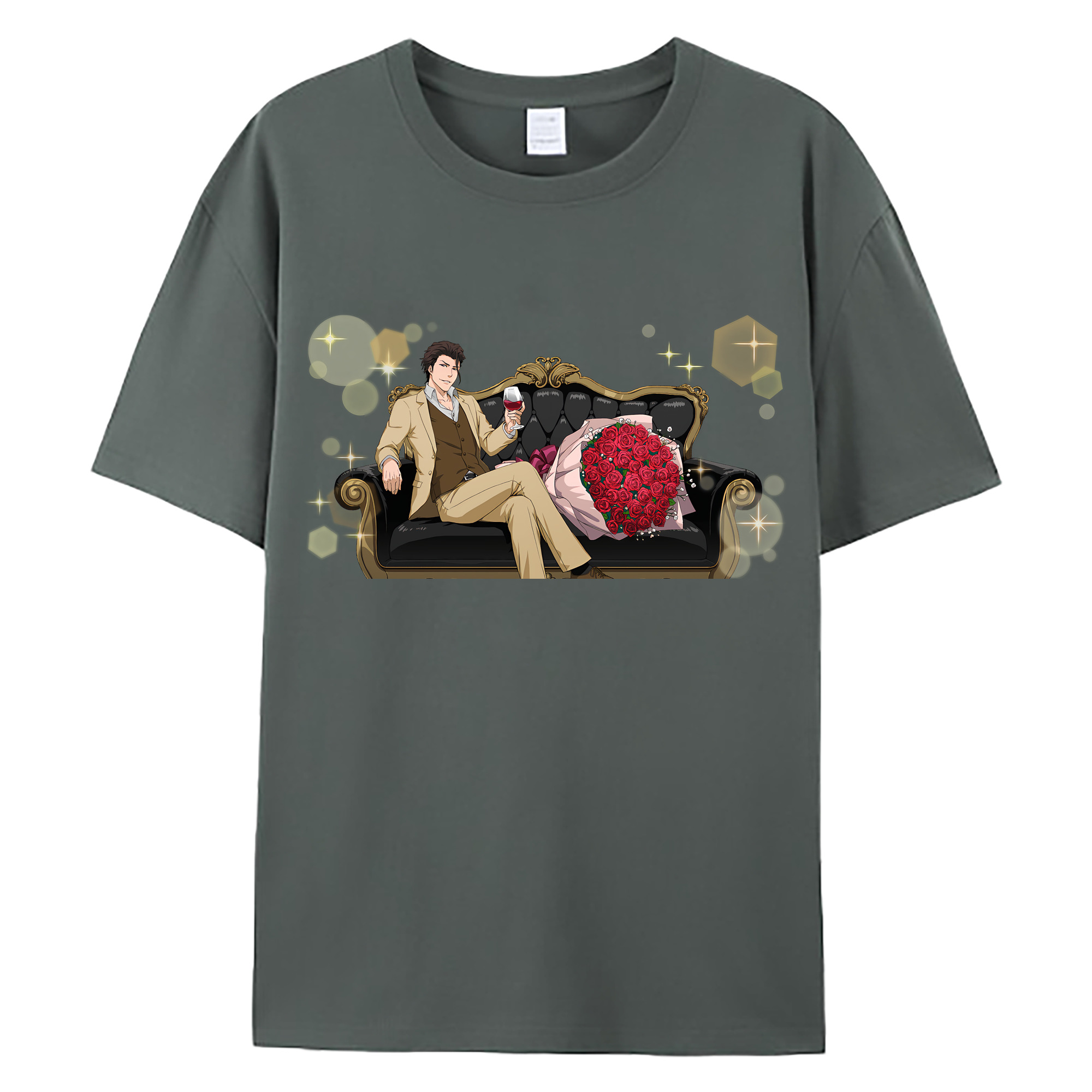 （画像用） ブリーチ 藍染 惣右介（あいぜん そうすけ） BLEACH Aizen Sousuke 綿100％ メンズ半袖Tシャツ｜肌触りやわらか＆通気性